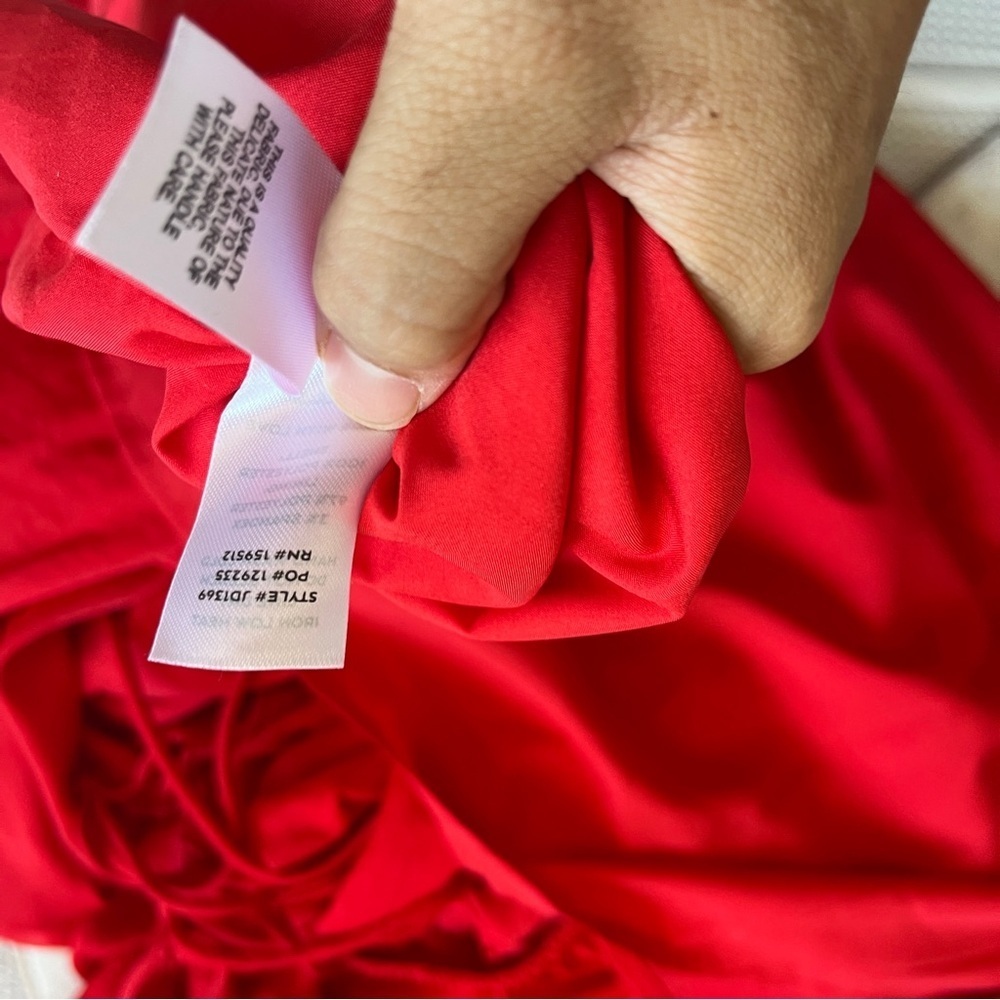 Lulu's Confidence Check Red Satin Cutout Tie Back Maxi Strappy Maxi Dress - Picture 11 of 11